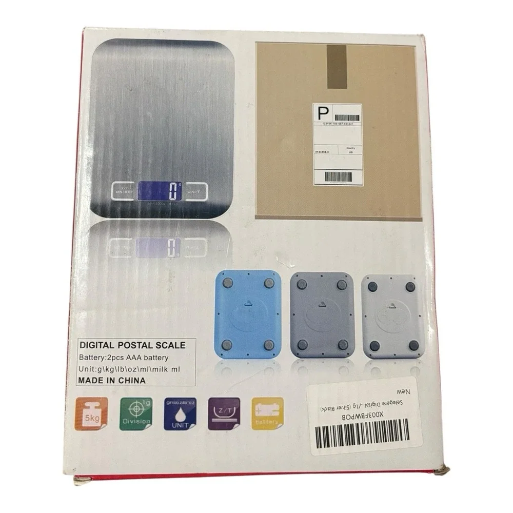 Digital Kitchen & Postal Scale | Stainless Steel | 11lb/5kg 1g Accuracy | Silver